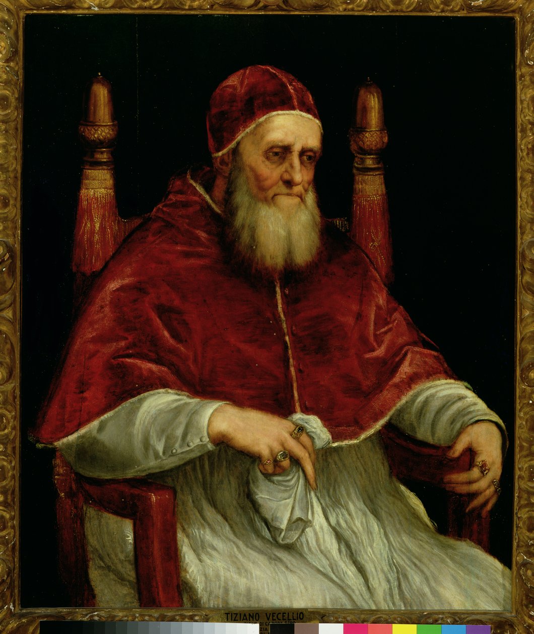 教皇ジュリアス2世（1443-1513）、ラファエルの絵画後、1545-46年 作： Tiziano Vecelli