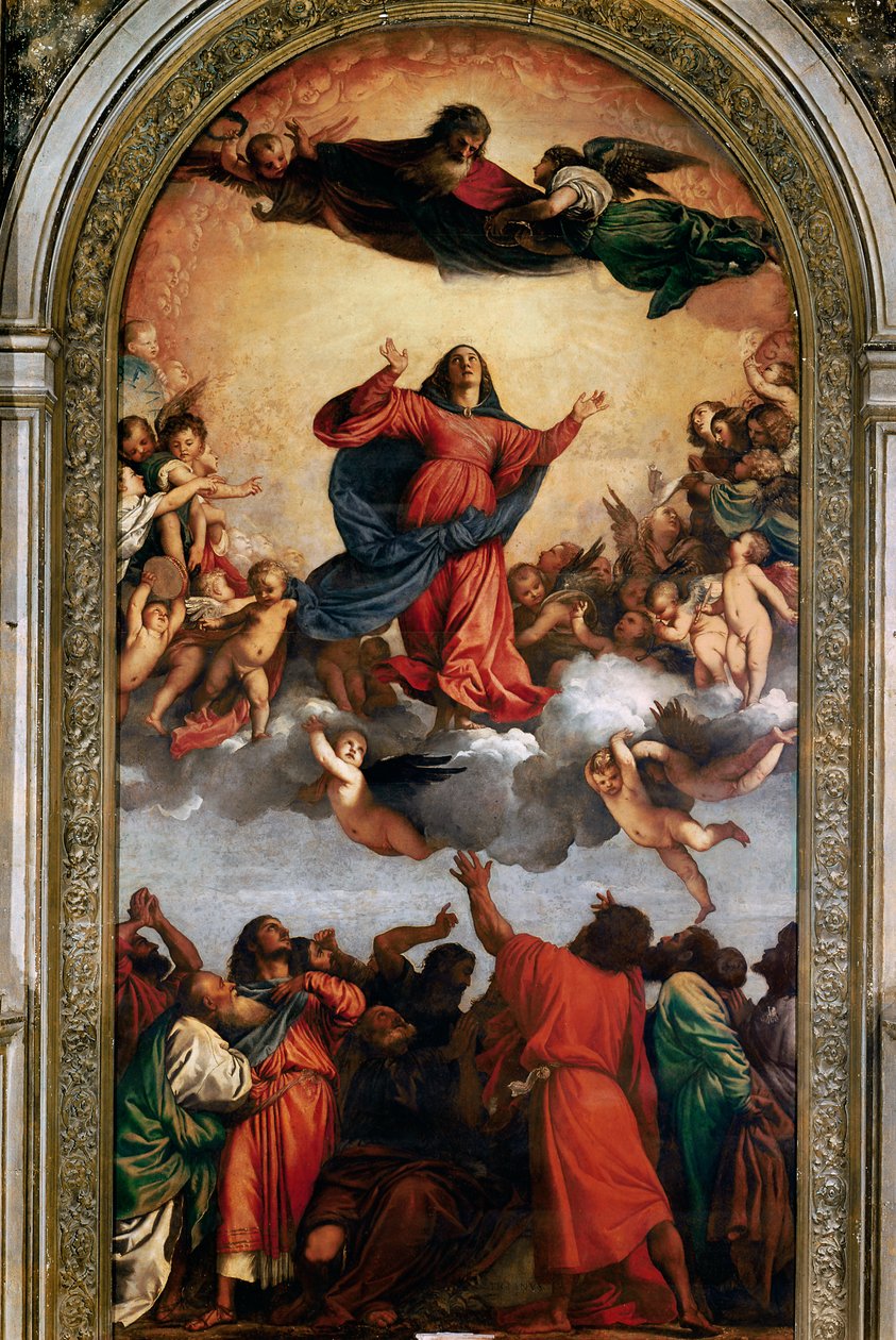 処女の仮定、1516-18 作： Tiziano Vecelli