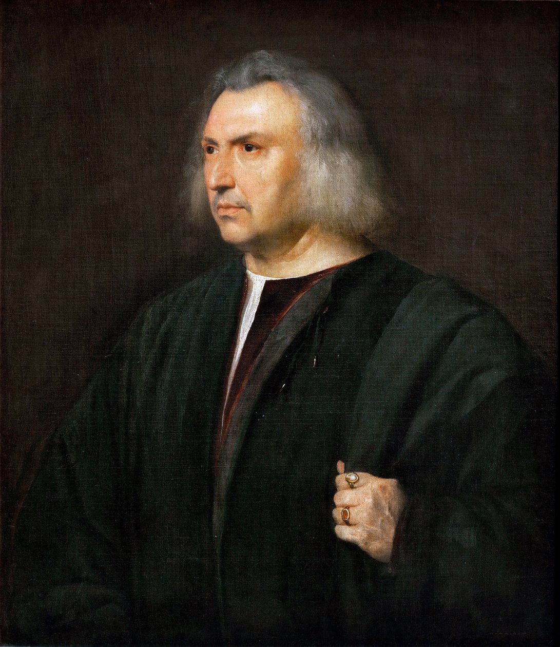 医師ジャン・ジャコモ・バルトロッティ・ダ・パルマの肖像 - ティツィアーノ（1488-1576）。1515年頃、キャンバスに油彩。サイズ：88x75cmヴィエンヌ美術史博物館 作： Tiziano Vecelli