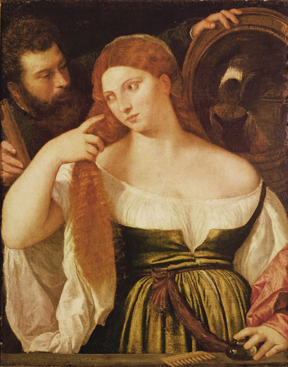 彼女の髪をとかす女性 | Tiziano Vecelli
