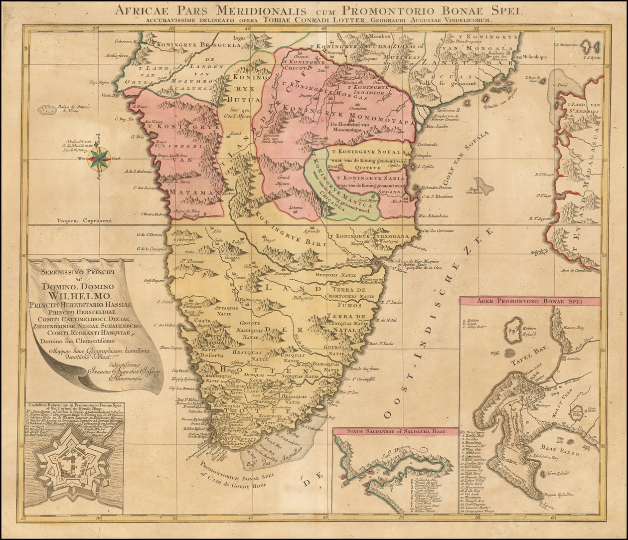 1778年、トビアス・コンラッド・ロッターによる南部アフリカの地図 作： トビアス・コンラート・ロッター