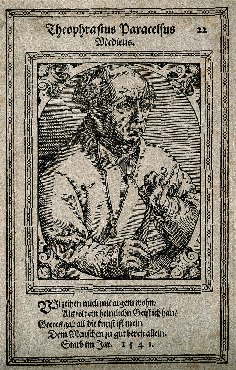 Philippus Theophrastus Aureolus Bombastus von Hohenheim Paracelsus、1587。 作： トバイアスチューナー