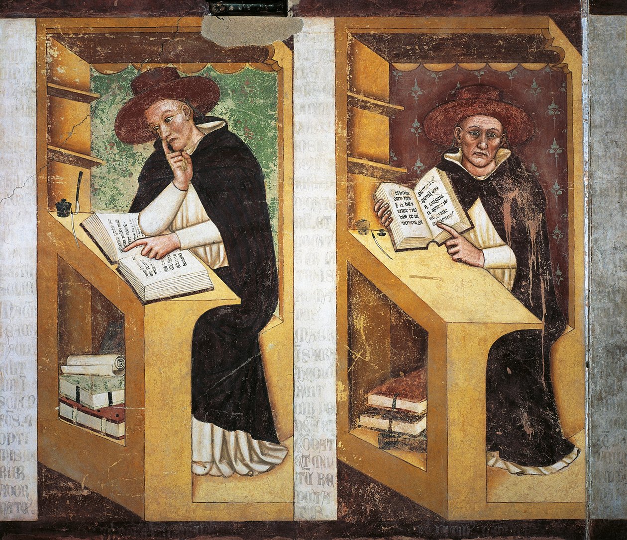 ドミニコ修道士、トンマーゾ・ダ・モデナ（1326-1379）作「ドミニコ修道会の40人の名誉ある会員のサイクル」より、フレスコ画、細部、イタリア、トレヴィーゾのドミニコ会修道院 作： トマソダ（15世紀後半）モデナ
