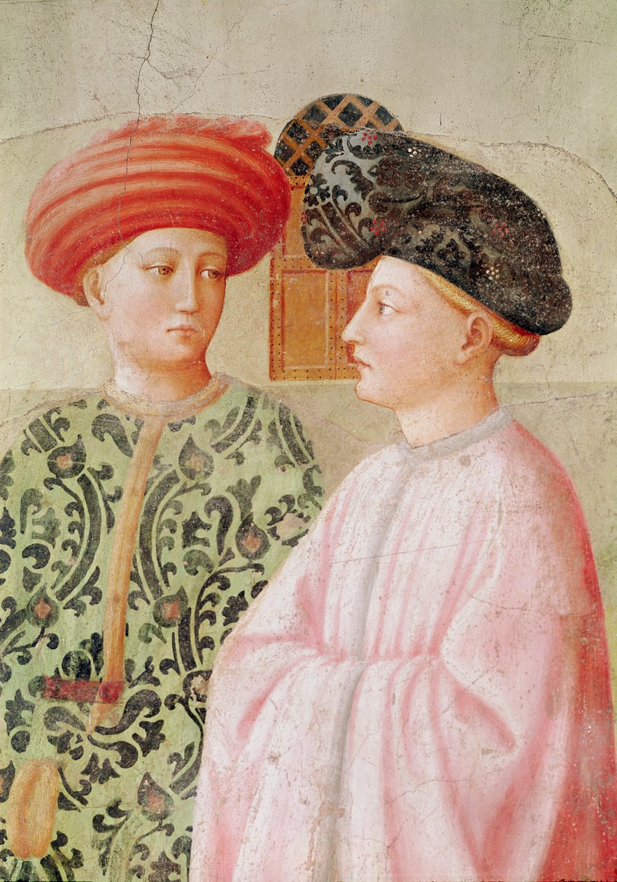 タビサの昇天からの聖ペテロの背後にある人物の詳細、c.1427 作： トマソ・マソリーノ・ダ・パニカレ