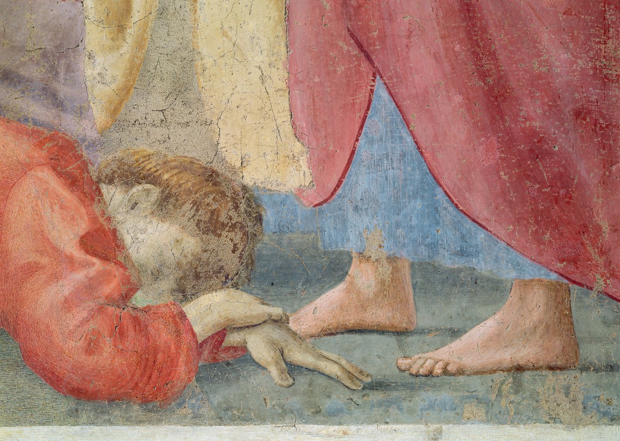 アダムとイブの誘惑イブと蛇の詳細、1427年のフレスコ画も参照60316 62320e：アダムとイブの誘惑の詳細、1427年のフレスコ画も参照60316＆63319 作： トマソ・マソリーノ・ダ・パニカレ