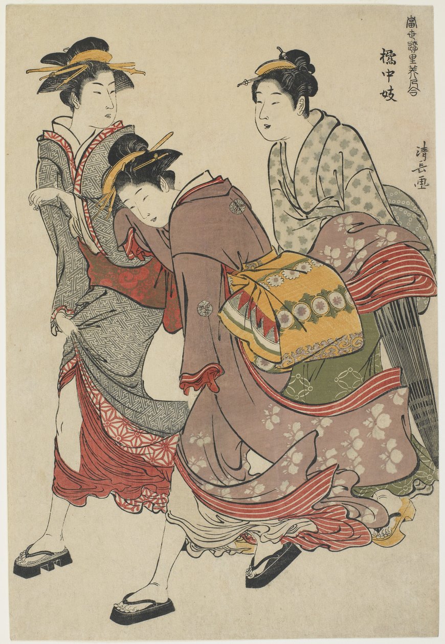 橘町の芸人、1782年（版木版） 作： 清永鳥居