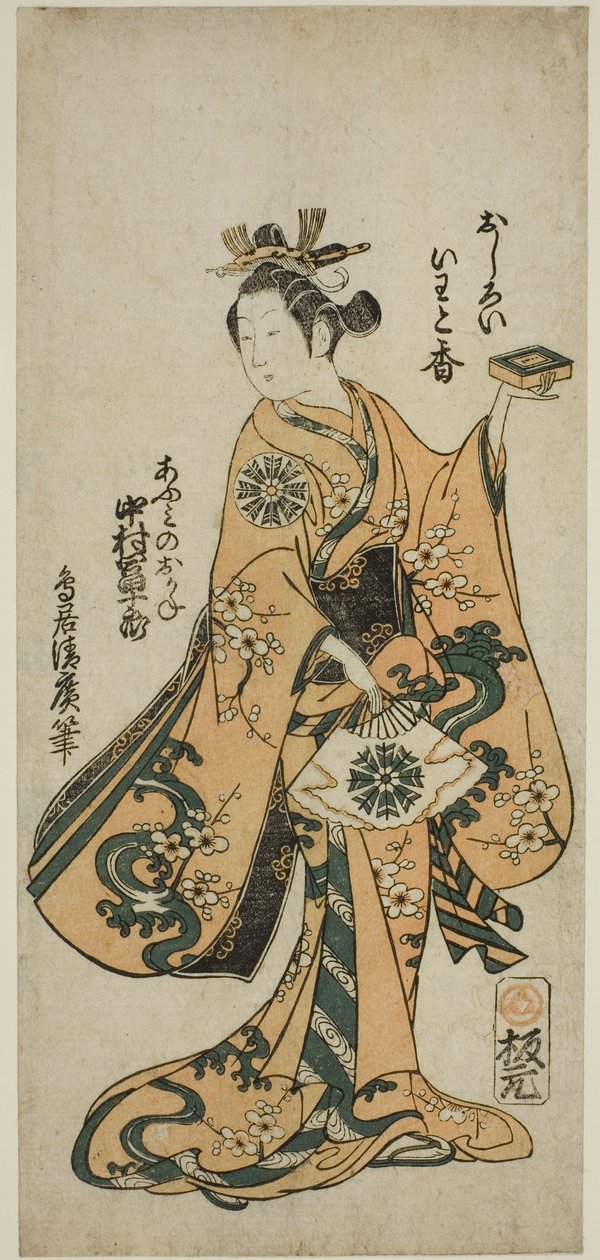 1754年7月、中村座で上演された舞台「権現阿国歌舞伎」で、俳優中村富十郎初代 作： 鳥居清弘
