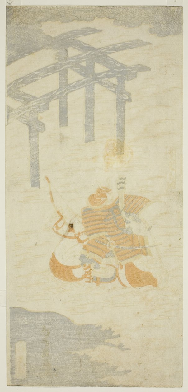 馬に乗って宇治川を渡る武者・佐々木四郎高綱 作： 鳥居清光初代