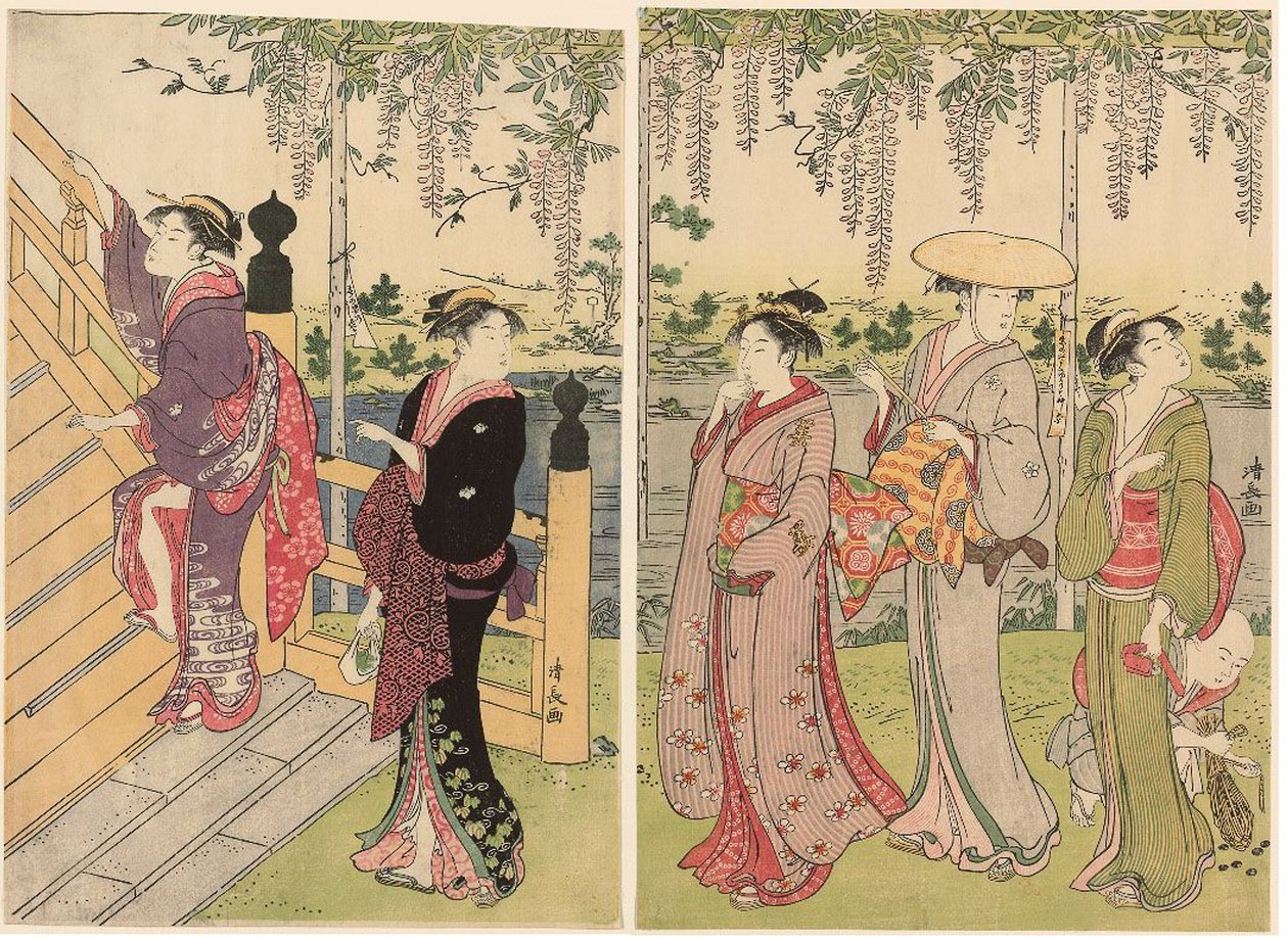 亀戸神社で藤を鑑賞 作： 清永鳥居