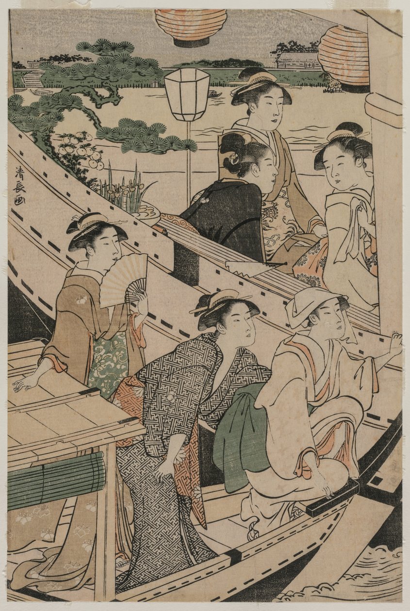 1789年、隅田川でのボート遊び。 作： 清永鳥居