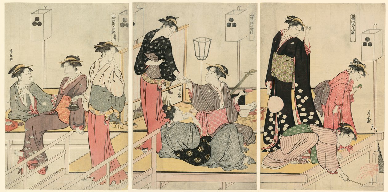 四条河原で夕涼み 作： 清永鳥居
