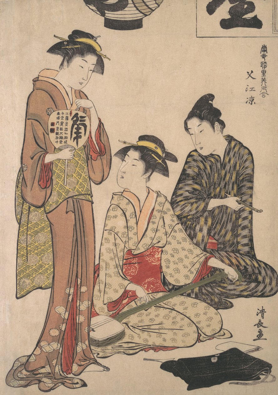 中洲の夕涼み（1782-83年頃）。 作： 清永鳥居