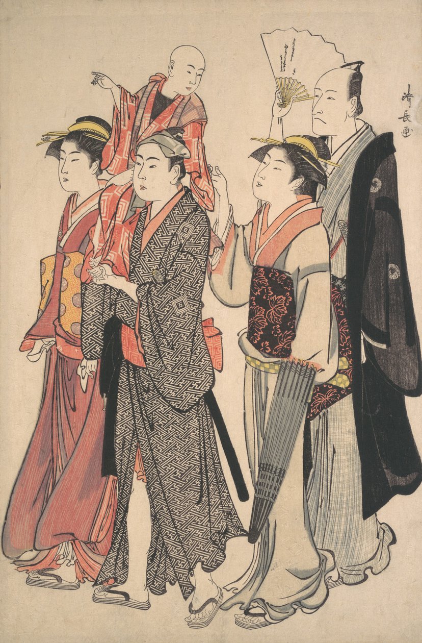 市川團十郎 5 世とその家族、1782 年。 作： 清永鳥居
