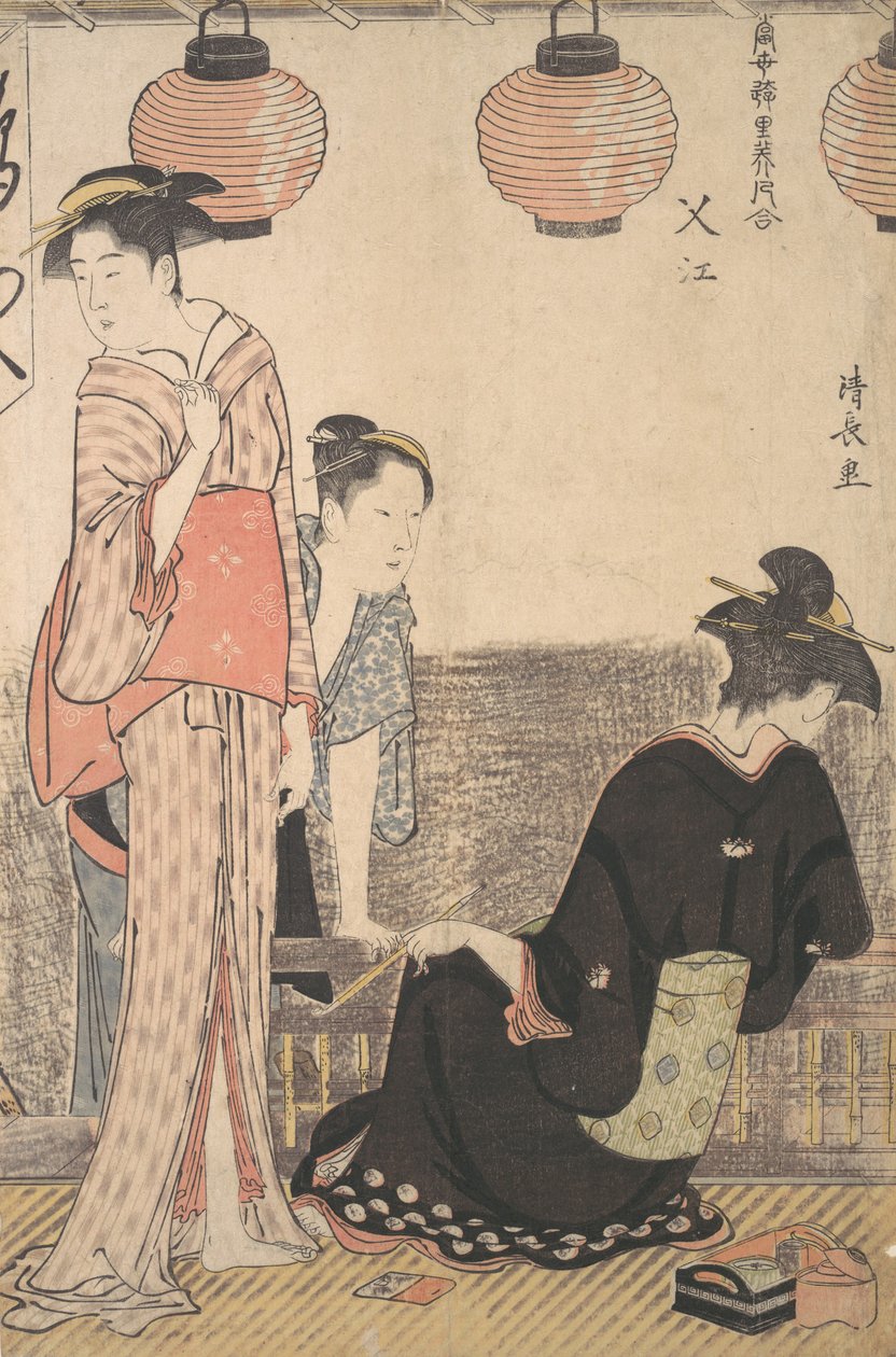 1783年、江戸の中洲の情景。 作： 清永鳥居