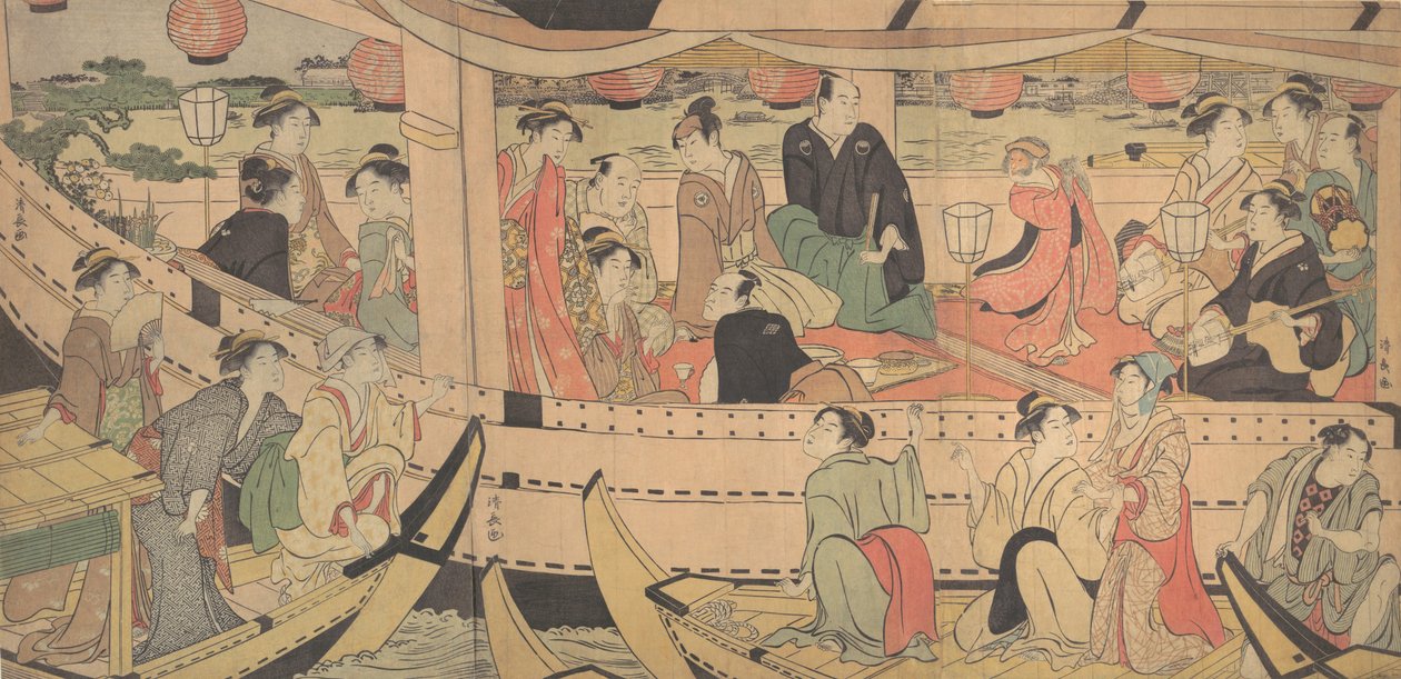 隅田川の休日、1788-90。 作： 清永鳥居