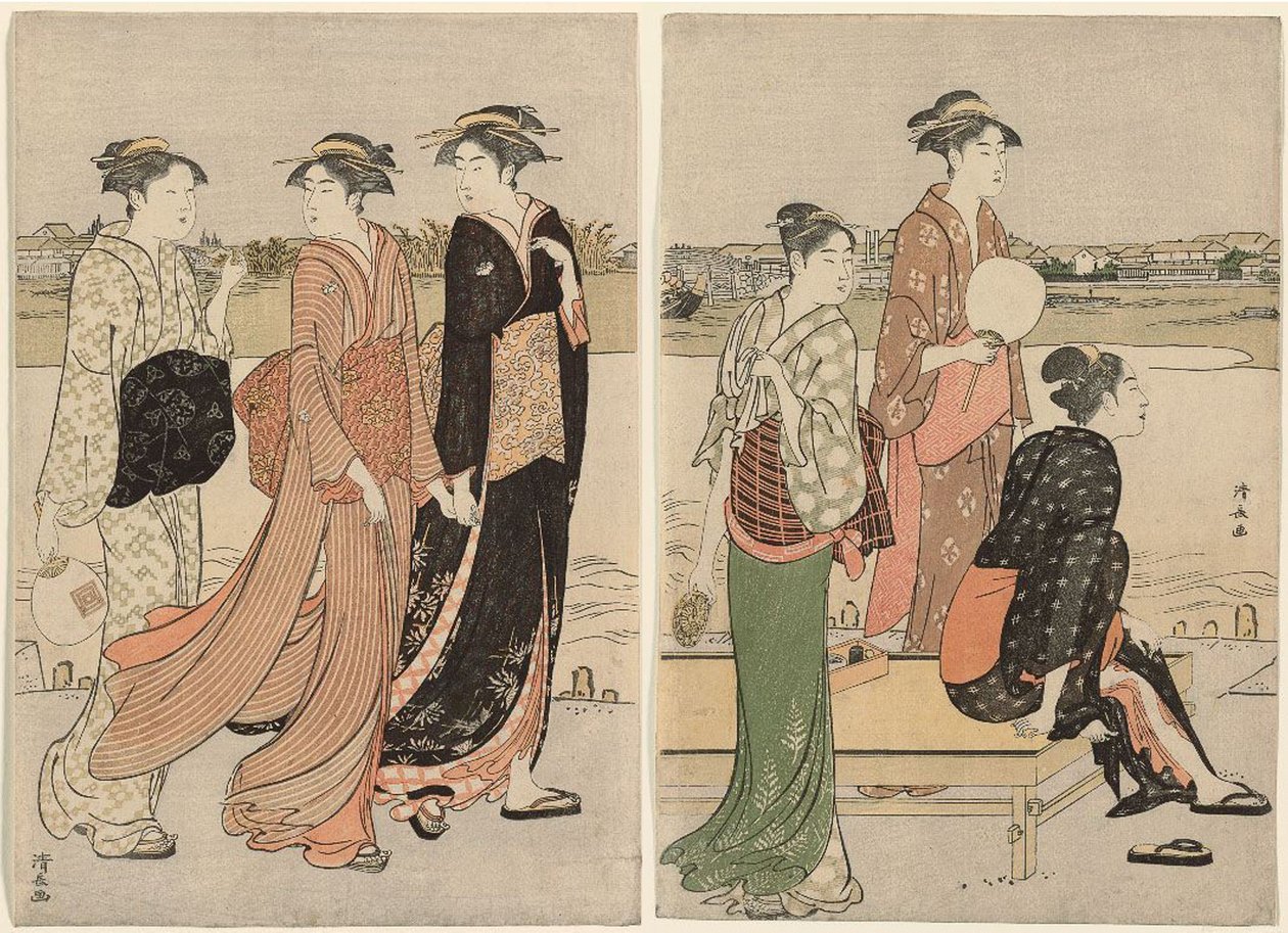 隅田川のほとりの夏の夕暮れ 作： 清永鳥居