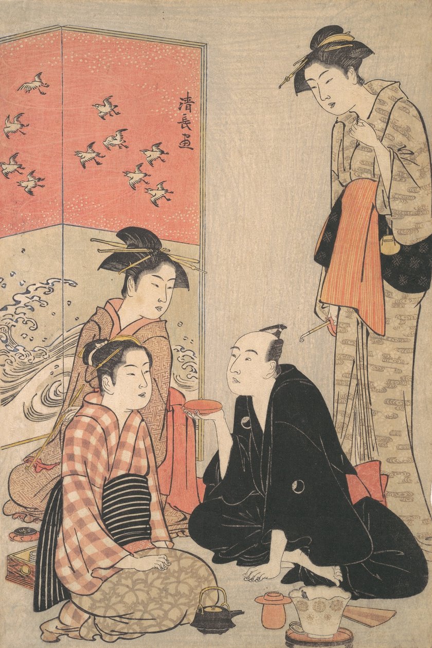 歌舞伎役者 沢村宗十郎三代目と花魁 1783-84。 作： 清永鳥居
