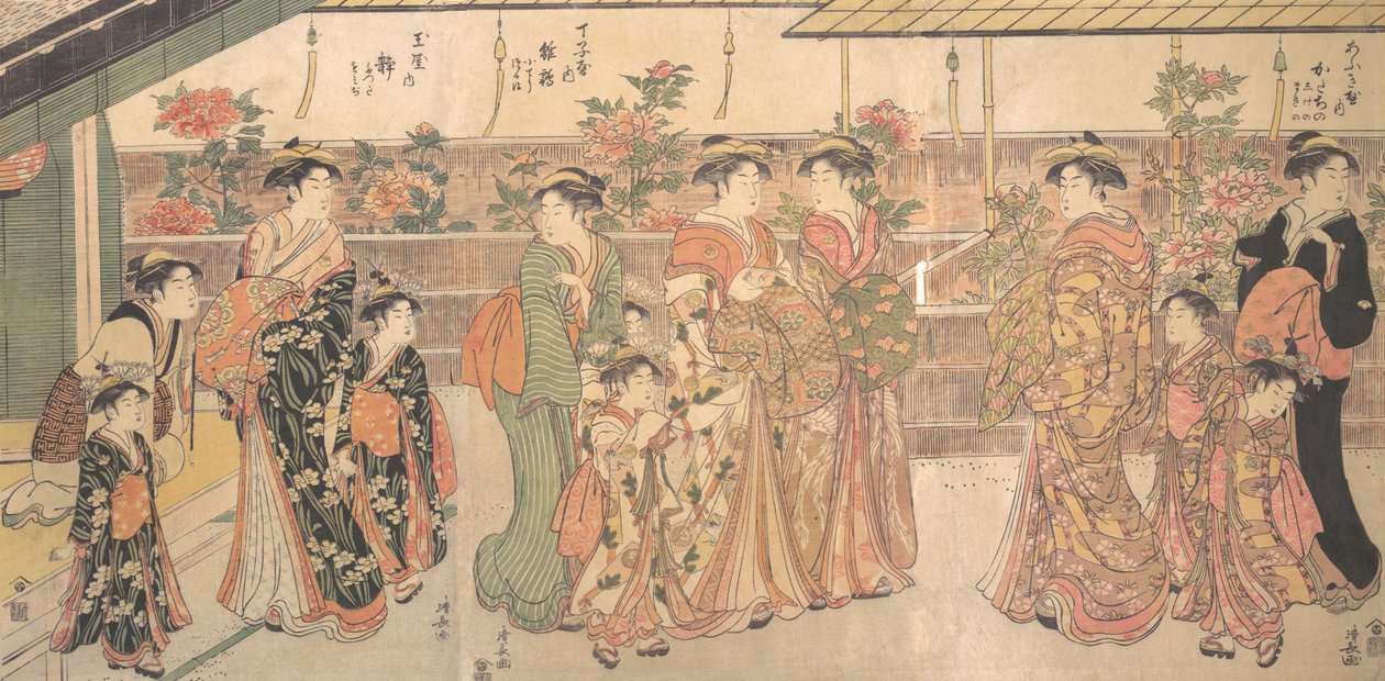 1790年頃の「牡丹展」。 作： 清永鳥居