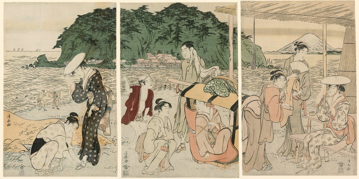 江ノ島への来訪者 作： 清永鳥居