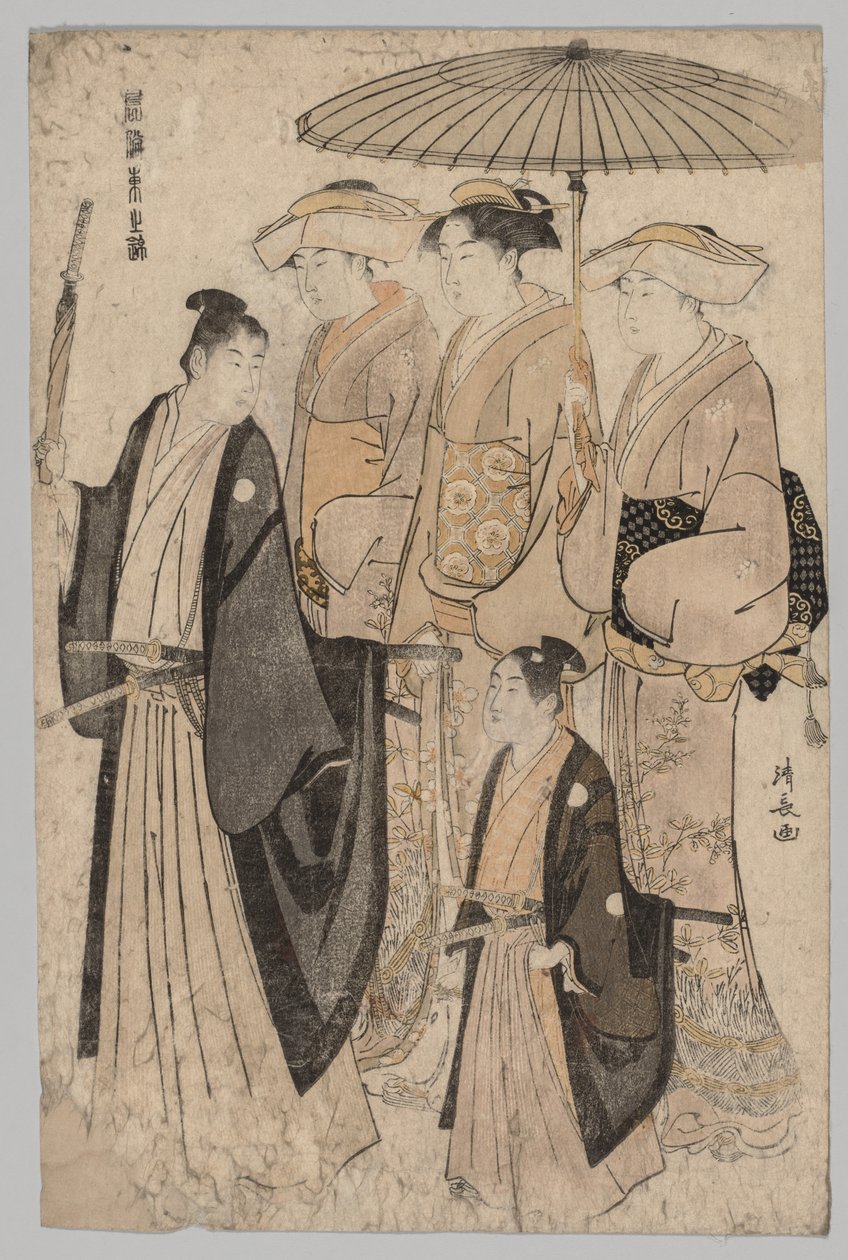 吉原の女と侍女（東方の錦 流行より） 作： 清永鳥居