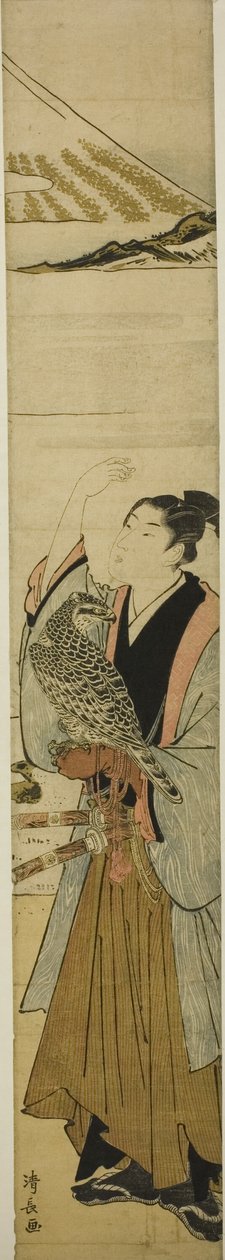 新年の最初の夢のシンボルを持つ若い男 作： 清永鳥居