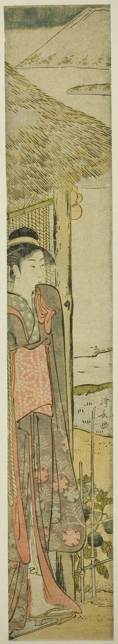 新年の最初の夢のシンボルを持つ若い女性 作： 清永鳥居