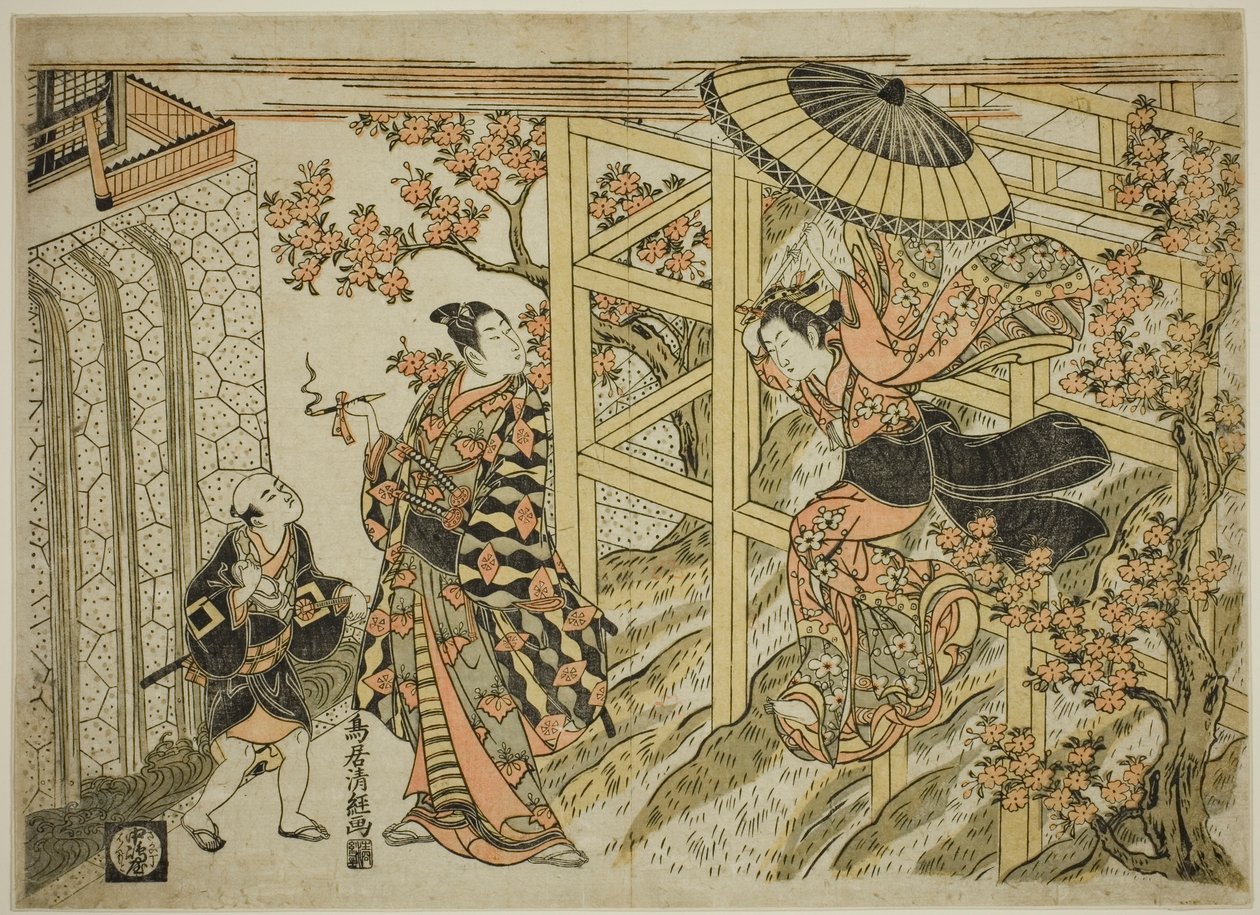 清水寺から飛び降りる少女 作： 鳥居清経
