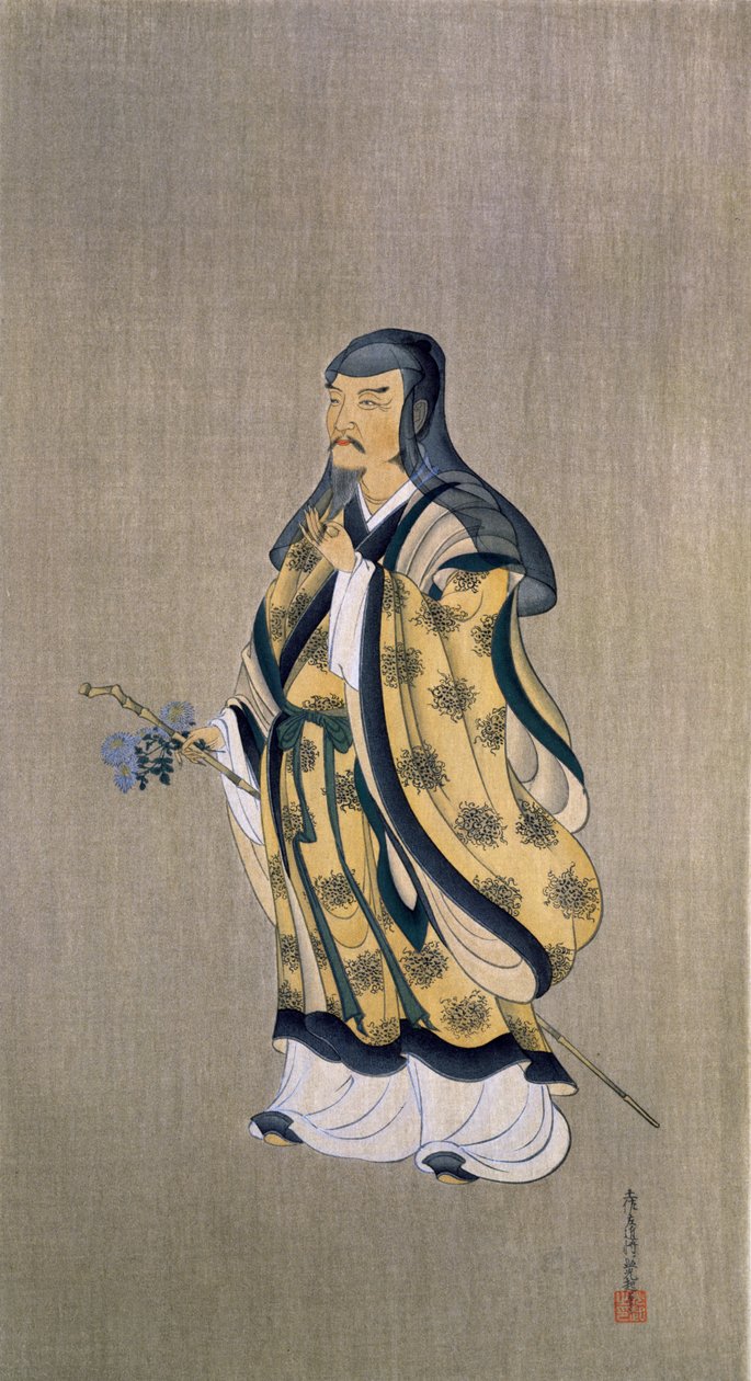 Tao Qian（Tao Yuanming）（365-427）、1899年に日本で発行された雑誌「Kokka」のイラスト 作： 土佐光興