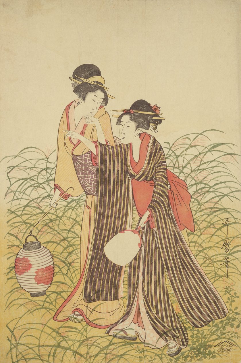 二人の女性、江戸時代（1603-1868）（色の木版画） 作： 東州斎写楽