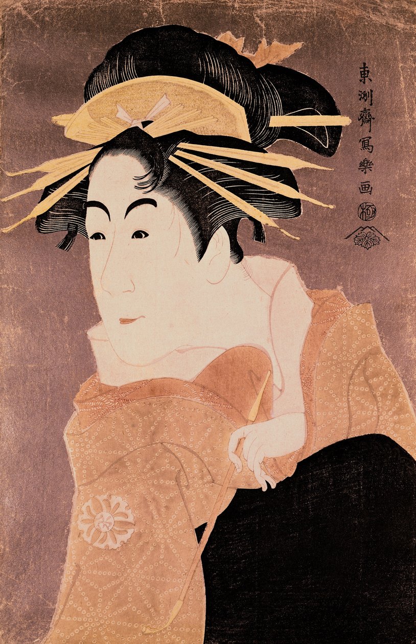 Matsumoto Yonesaburo in the role of the courtesan Kewaizaka No Shosho (Shinobu) in the play Katakiuchi Noriai Banashi, c.1794-95 (woodblock print) (see also 236909) 作： 東州斎写楽