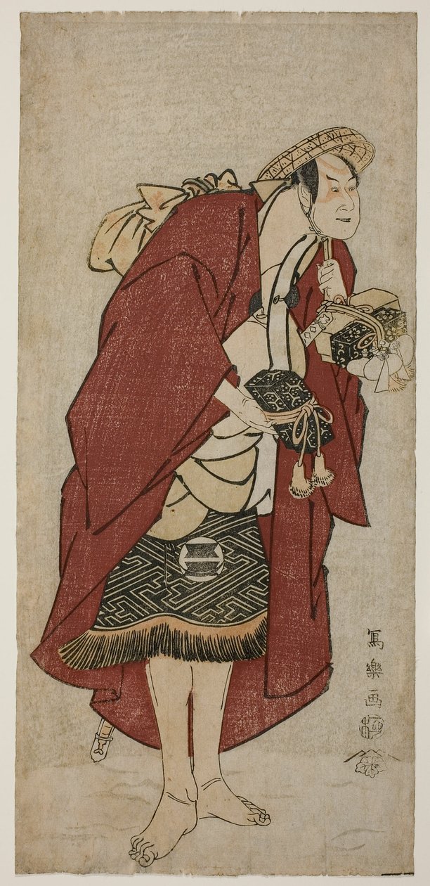 The Actor Sakata Hangoro III as the Groom Abumizuri no Iwazo in Koriyama, Actually Kurisaka Taro Tomonori (SAndai-me Sakata Hangoro no Koriyama no Umakata Abumizuri no Iwazo, jitsuwa Kurisaka Taro Tomonori) 作： 東州斎写楽