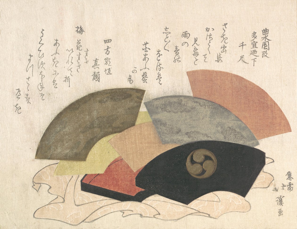 ファン付きファンボックス、19世紀。 作： 魚屋北渓