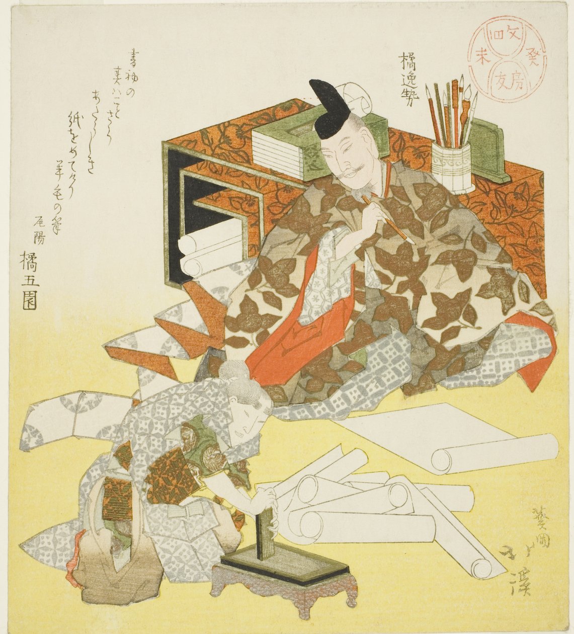 立花早成 正月初筆の準備 作： 魚屋北渓