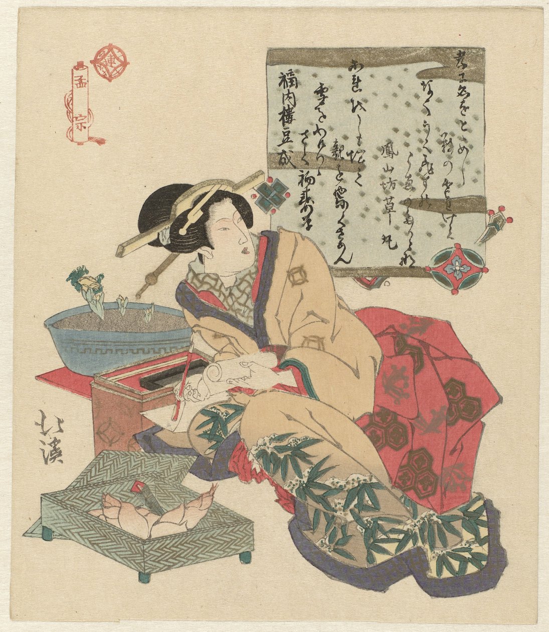 女性は手紙を書きます Môsô (オブジェクトのタイトル) 作： 魚屋北渓