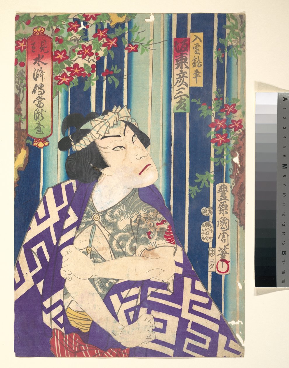Imaginäres Porträt, Shuihuzhuan der Bühne: Tōryūdai - Schauspieler, Bandō Hikozaburō als Nyūunryū 作： 豊原国周