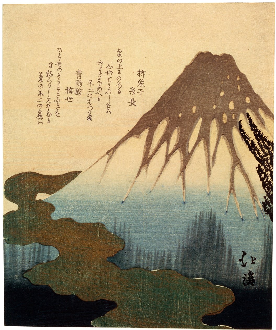 富士山。 19世紀。 作： トヨタ北渓