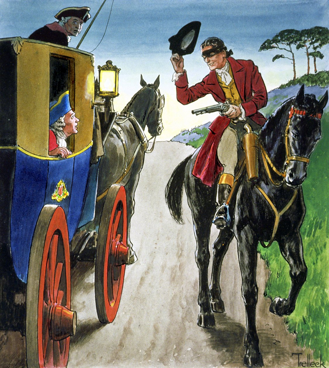 「Peeps into the Past」のDick Turpin（1706-39）、1900年頃発行 作： トレリク