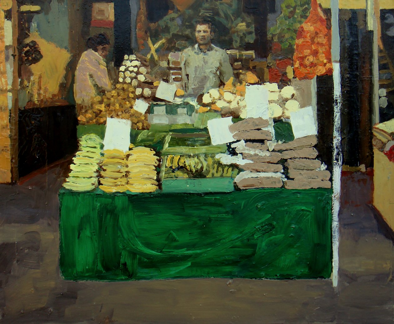 野菜の屋台（デプトフォード、ロンドン）, 2009 (油彩・板) 作： トレバー・バージェス