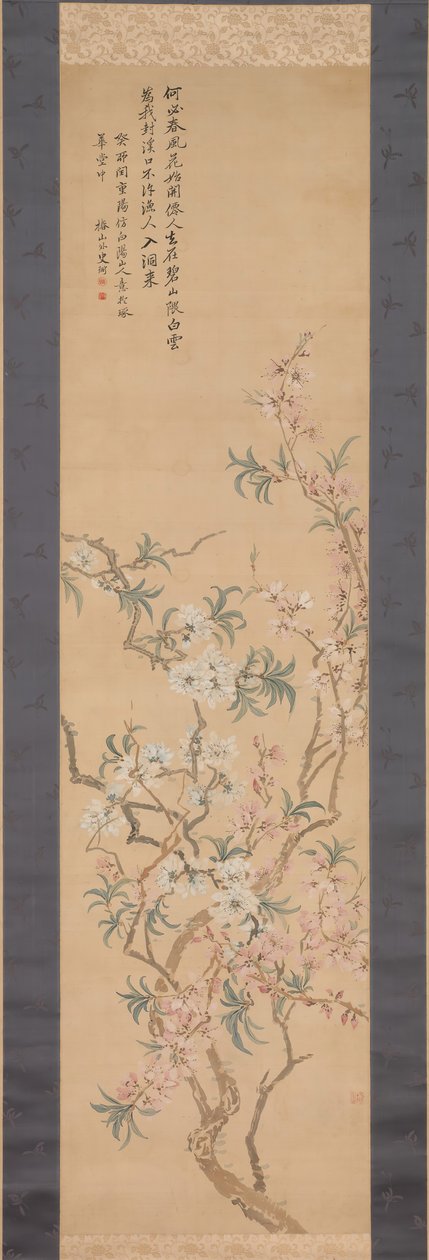 赤と白の桃の花、1843年。 作： つばきCh山