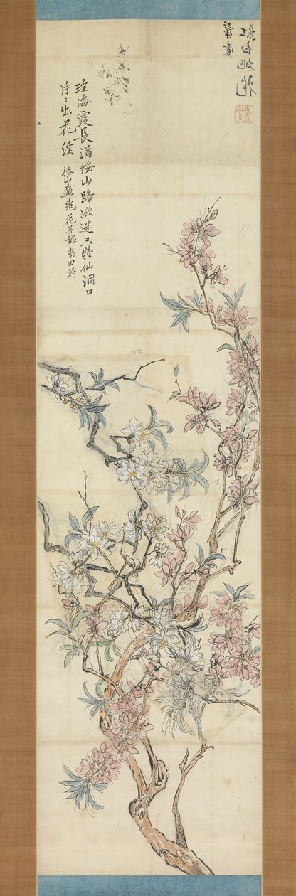 赤と白の桃の花、準備スケッチ、1843. 作： つばきCh山