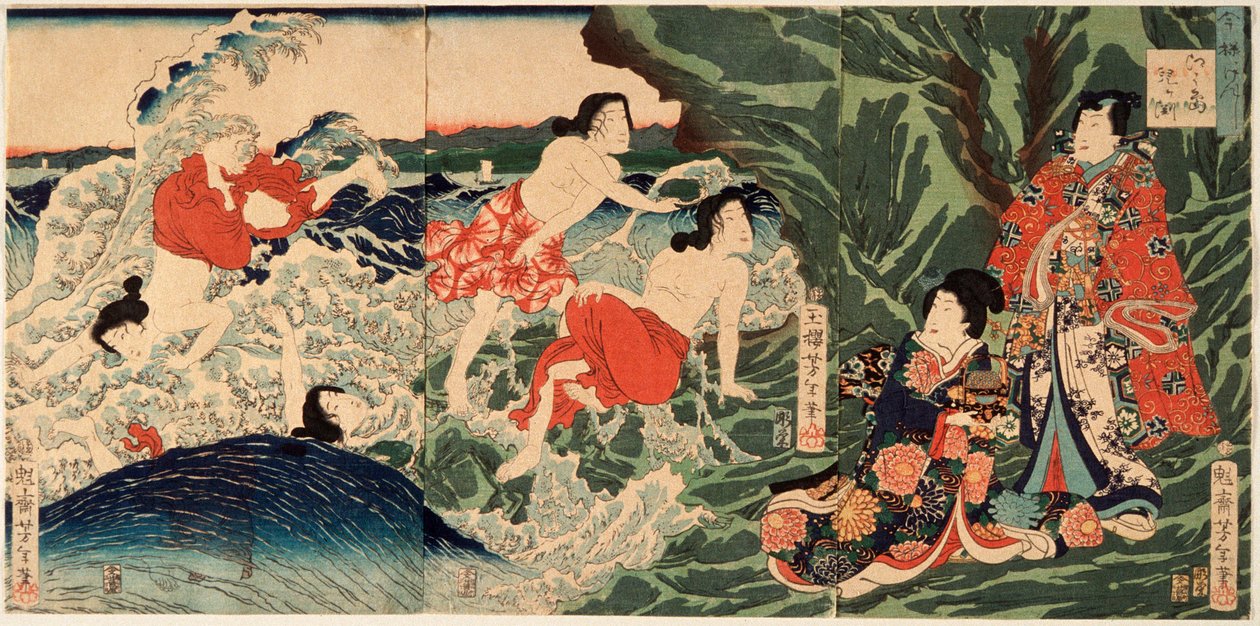 江の島稚児ヶ淵の現代の源氏の君 作： 月岡芳年