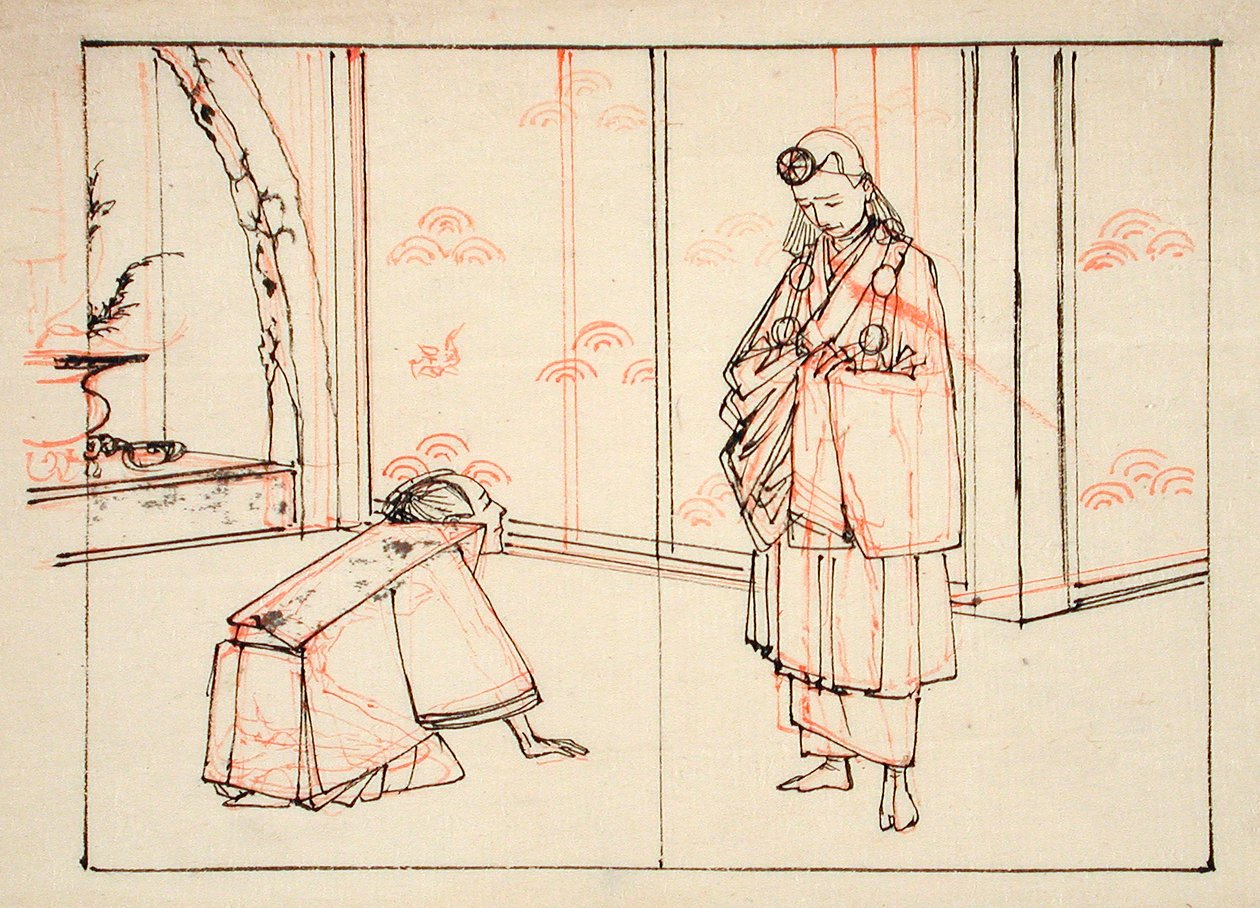 書籍『著名な日本の将軍たちの鏡』の挿絵のための下絵 作： 月岡芳年