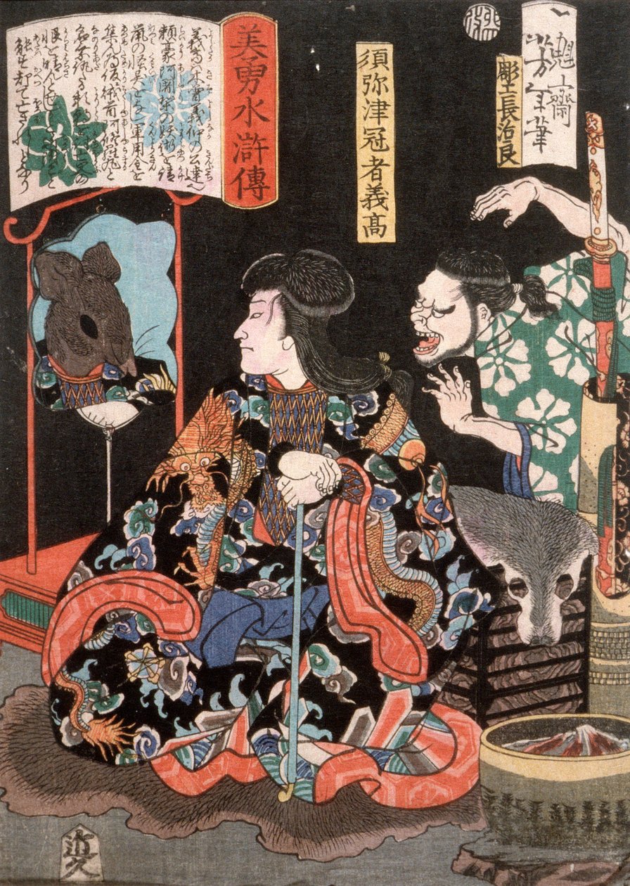 Shumitsu Kanja Yoshitaka als Ratte in einem Spiegel reflektierend 作： 月岡芳年