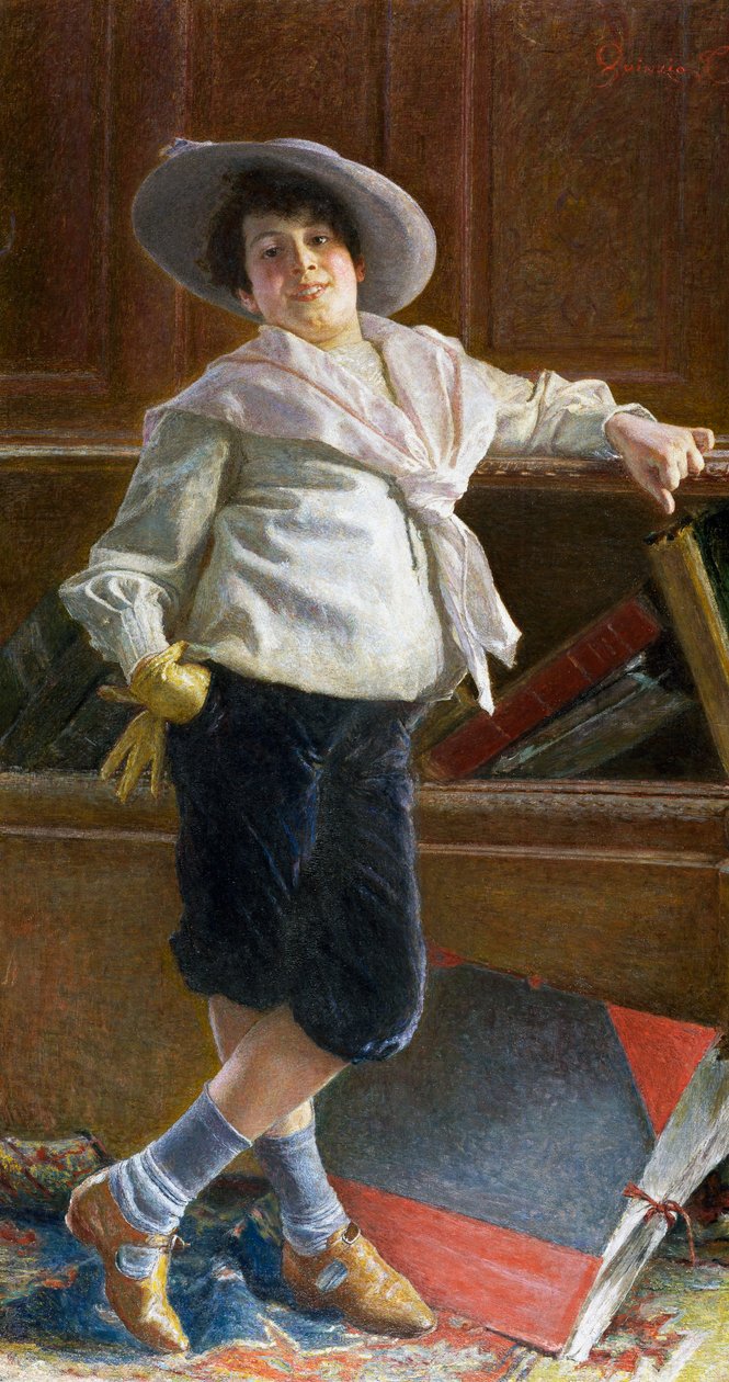 若い男の肖像、トゥリオ サルヴァトーレ キンツィオ (1858-1918) 作、キャンバスに油彩、80x100 cm 作： Tullio Salvatore Quinzio