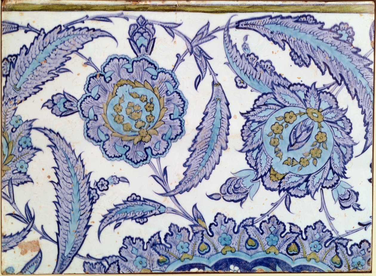 Isnik陶器タイル、c.1520-50 作： トルコ語学校