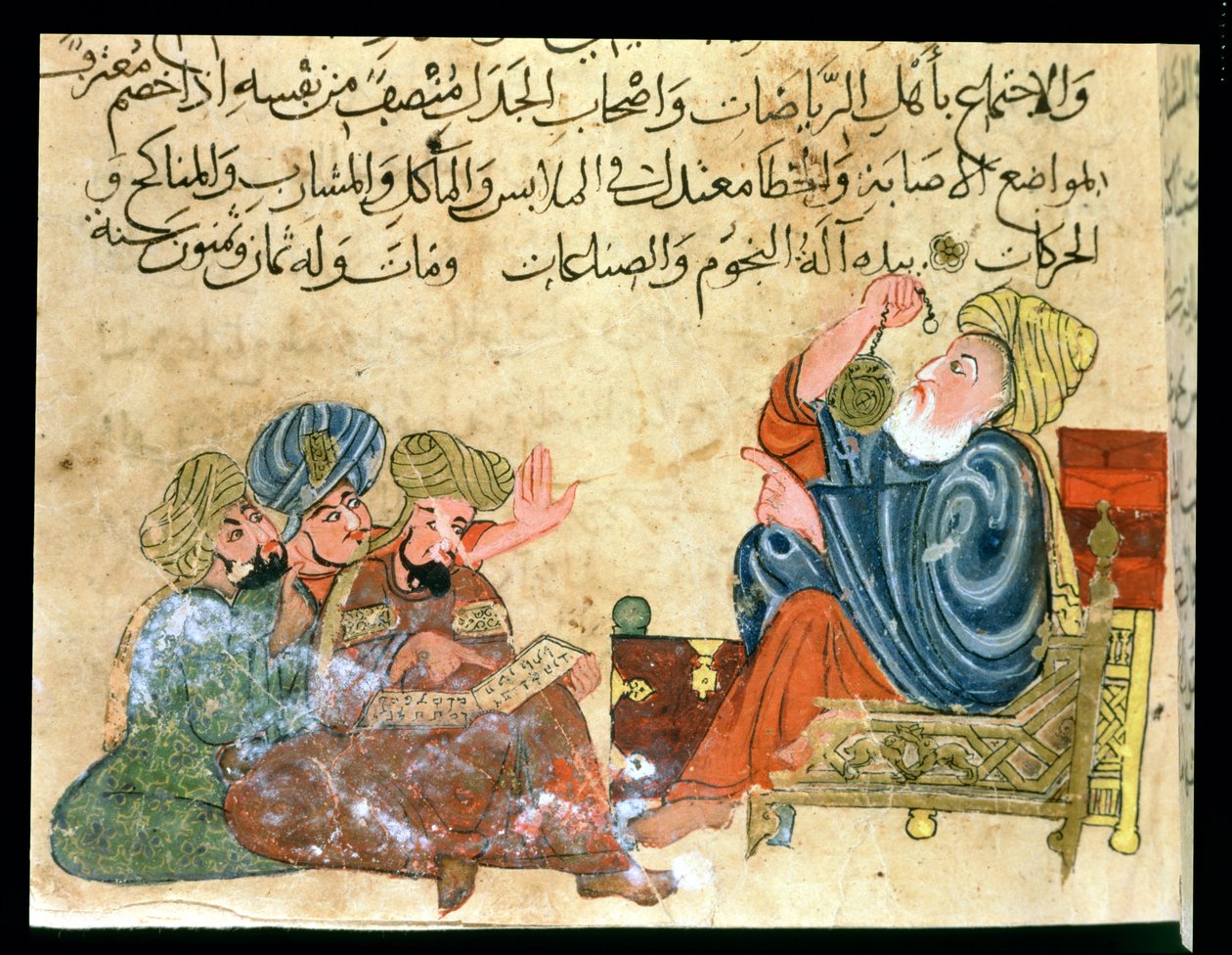 MS Ahmed III 3206アリストテレスの教え、ムバシールの「Kitab Mukhtar al-Hikam wa-Mahasin al-Kilam」のイラスト（紙にペンとインクとガッシュ） 作： トルコ語学校