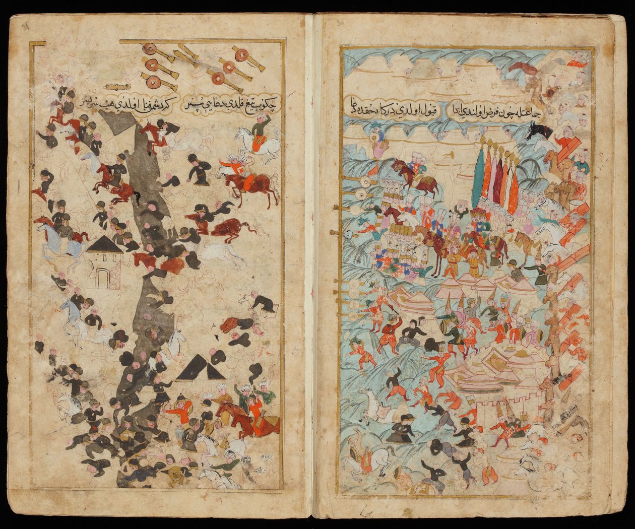 1596年のケレステスの戦い ハンガリーでのメフメト3世のキャンペーンの写本から 作： トルコのマスター