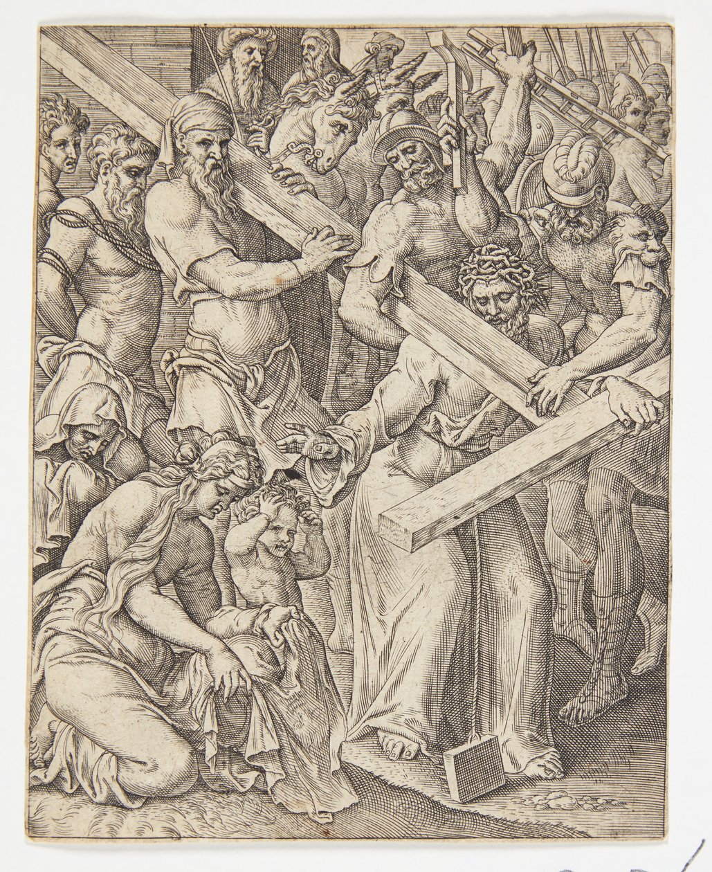十字架を背負ったキリストとヴェロニカの布の奇跡 作： Ubekendt efter DirckVolckertsz。 Coornhert efter Maarten van Heemskerck