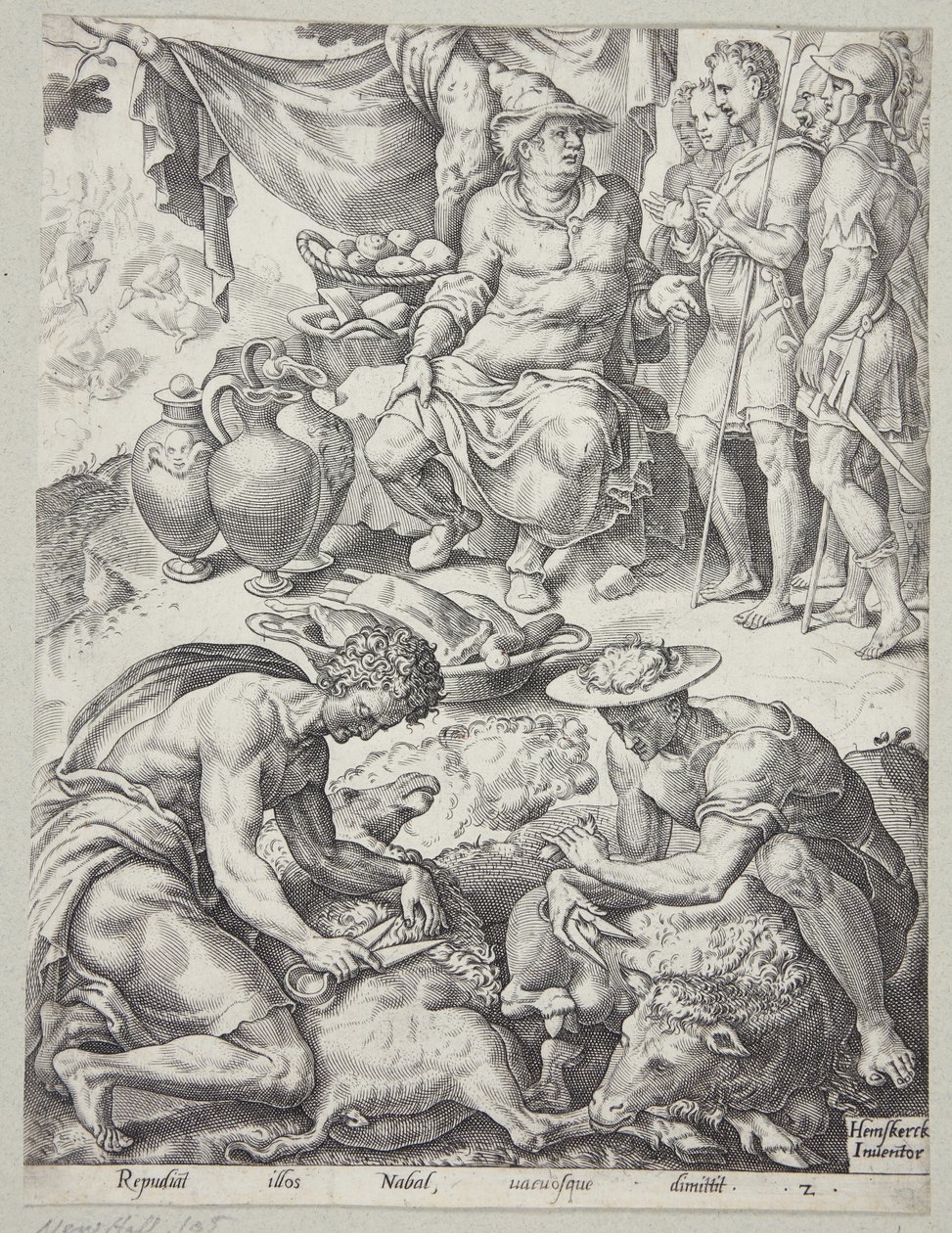 ダビデに食物を送ることを拒むナバル 作： Ubekendt efter Maarten van Heemskerck