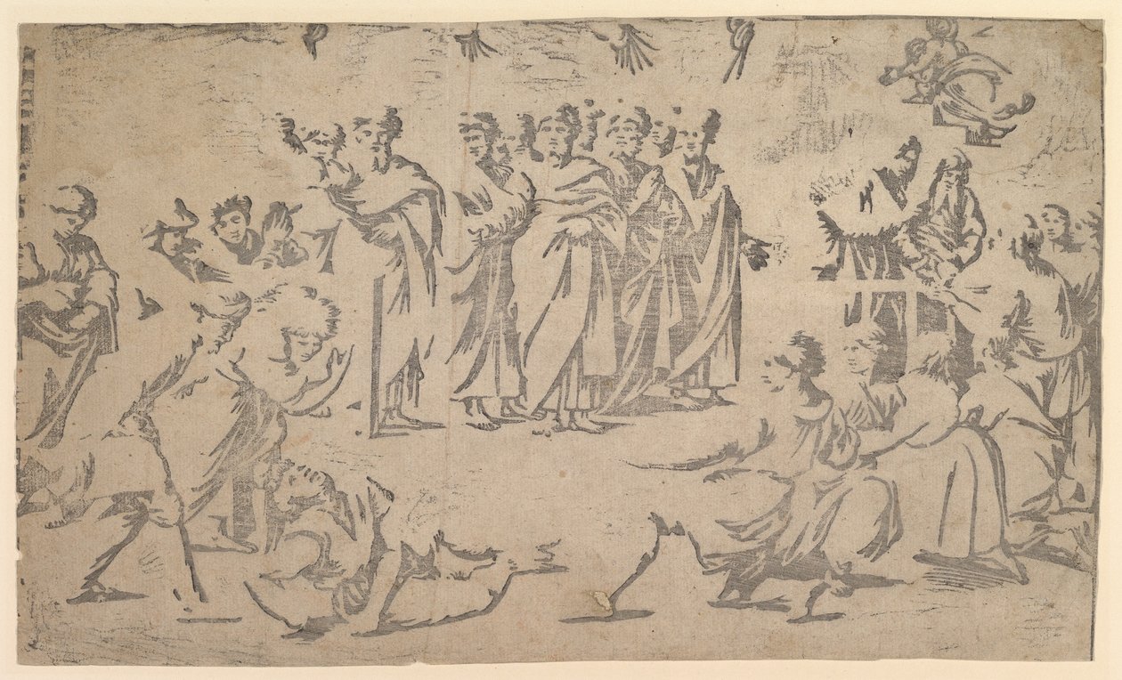1518年、使徒に囲まれたアナニアの死。 作： ウーゴ・ダ・カルピ